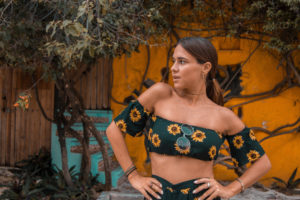 flor gaona, sitocorock, influencer, riviera maya, playa del carmen, mexico, argentina, bikini, zaful, moda, fashion, blogger, playa del carmen, sunflower, conjunto, margaritas, girasol