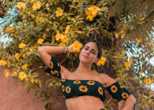flor gaona, sitocorock, influencer, riviera maya, playa del carmen, mexico, argentina, bikini, zaful, moda, fashion, blogger, playa del carmen, sunflower, conjunto, margaritas, girasol