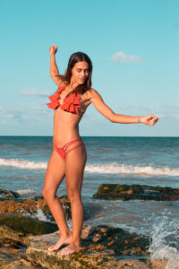 Flor Gaona, Pink Flamingo, Bikini, Traje de baño, Sol, Rojo, Sexy, Influencer, Playa del Carmen, México